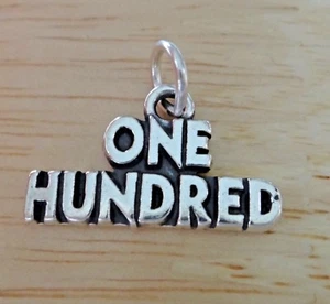 Sterling Silver 12x20mm Number 100 One Hundred Birthday Anniversary Charm - Picture 1 of 2