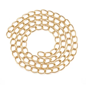 1meter Aluminium Twisted Chains Unwelded Oval Curb Necklaces Chains Golden - Picture 1 of 6
