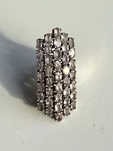 HUGE STERLING SILVER GEM SET STATEMENT RING. NATURAL AMETHYST CLUSTER. SIZE R - Picture 1 of 4