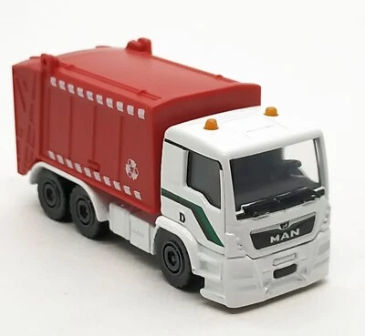 Majorette Man TGS Garbage Truck White / Red 1/87 3" no Package - Image 1 of 4