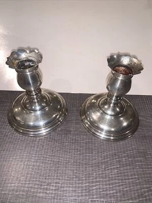 Antique Wallace Sterling Silver Grand Colonial Candlestick Pair #4821 - Image 1 of 4