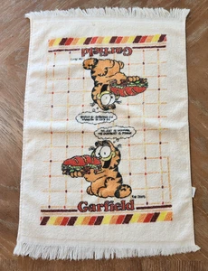 Garfield Kitchen Hand Tea Towel Fringe Vintage Cotton USA Multicolor - Picture 1 of 12