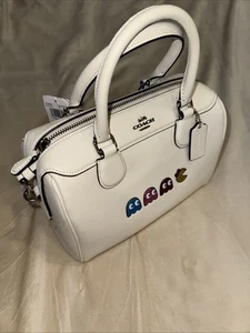 Coach X Pac-Man F72907 Leather Mini Bennett Satchel Collaboration  Chalk BNWT - Picture 1 of 11