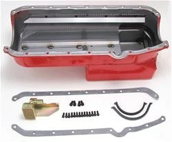 Hamburger Engine Oil Pan 1088; Econo-Series Drag Race 7qt Red for SBC - Image 1 of 2