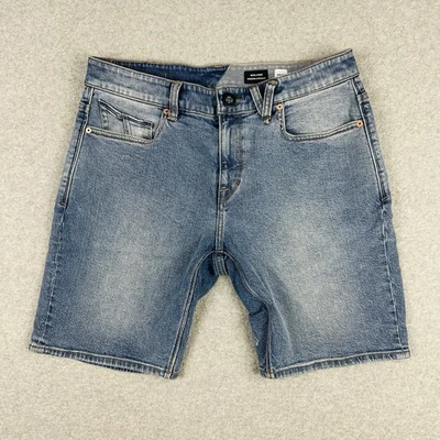 Volcom Solver Men's Denim Shorts Size 32 Blue Stretch Zip Fly Street Wear Jorts - Image 1 of 4