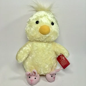 Russ Silky Yellow Easter Chic 11” Plush Pink Bunny Slippers Stuffed Animal w/Tag - Picture 1 of 15