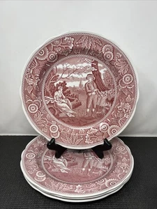Spode Woodman Georgian Dinner Plate red lot of 4 red 10.5" - Picture 1 of 15