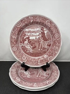 Spode Woodman Georgian Dinner Plate red lot of 4 red 10.5" - Image 1 of 4