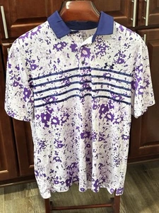 Under Armour The Playoff Polo Shirt Mens L Purple Geometric Paint Splatter Golf - Picture 1 of 9