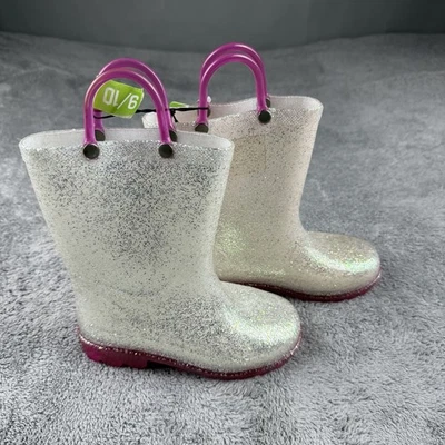 Botas de Lluvia Western Chief Plateadas Arco Iris Brillo Niñas 9/10 Iluminadas Foto 1 de 4