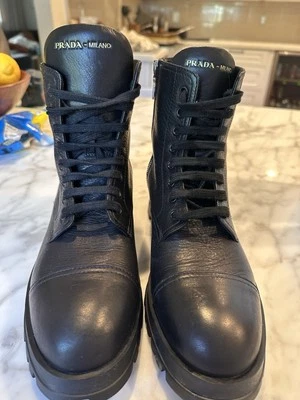 Botas de combate Prada con suela de cuero negro talla 39 Foto 1 de 4