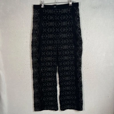 Zara Womens Size Large Black Velvet Embroidered High-Rise Pants - Image 1 of 4