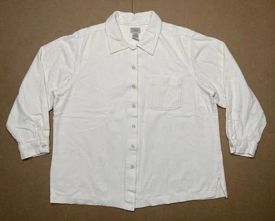 VTG LL Bean Women’s XL Wide Whale Corduroy Shirt Jacket Shacket Ivory - Image 1 of 4
