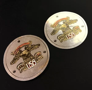 2 RARE!! HARLEY  DAVIDSON Vintage MOTORCYCLE sticker decal foil METALLIC silver - Picture 1 of 5