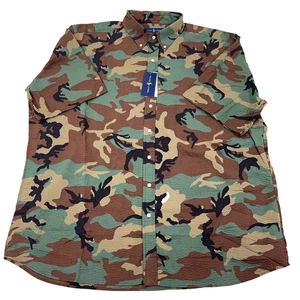Camicia Ralph Lauren uomo 2XLT mimetica Seersucker bottoni smussata vestibilità esercito militare - Foto 1 di 12