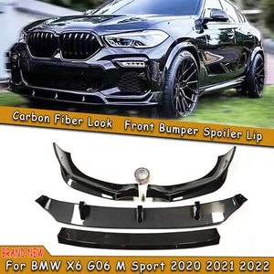 4 piezas divisor de labios alerón delantero para BMW 2020-23 X6 G06 M deportivo aspecto fibra de carbono - Imagen 1 de 12