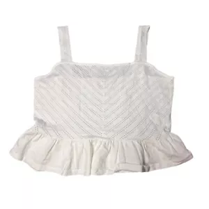 JustFab weißes Häkel Tank Top Rüschensaum ärmellos lässig süß XL - Bild 1 von 6