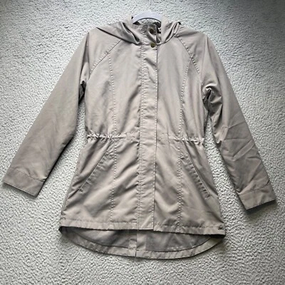 Jaqueta O'Neill feminina pequena cinza com capuz zíper completo resistente ao vento corta-vento - Imagem 1 de 4