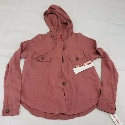 Camisa Juniors Union Bay Rosa Antigua Oscura Con Capucha Manga Larga Con Botones B1-117 Foto 1 de 4