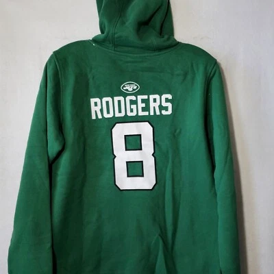 Aaron Rodgers New York Jets Sweatshirt Youth's XL (18-20) Green Hoodie #8 NWT - Image 1 of 4
