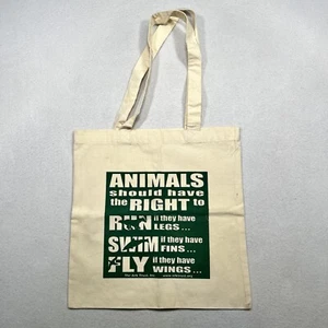VINTAGE Animal Rights Canvas tote bag Activist pattern, 15x15 Cute - Picture 1 of 4