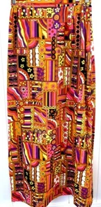 Retro VTG 70s Maxi Skirt Psychedelic Print Mod Women SZ S Peter Max-ish Cotton - Picture 1 of 4