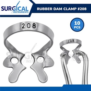 (Lot of 10) Endodontic Rubber Dam Clamps #208 Stainless Steel German Grade - Picture 1 of 7