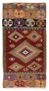 5x9.6 Ft Hand-Woven Geometric Vintage Kilim From Turkey, 100% Wool, Colorful Rug - Picture 1 of 5