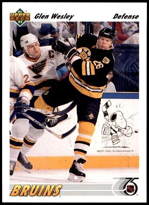 Glen Wesley #370b 1991-92 Upper Deck - Image 1 of 2