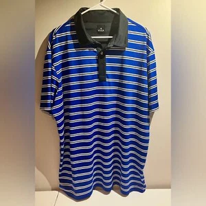 VUGA Golf Performance Polo Shirt Men’s Size XXL Blue Stripe Stretch - Picture 1 of 10