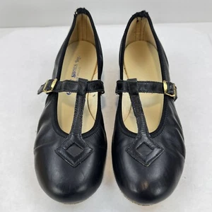 Vintage Coast Square Dance Shoes Hight Heel Black T-Strap Leather Womens 8M - Picture 1 of 21