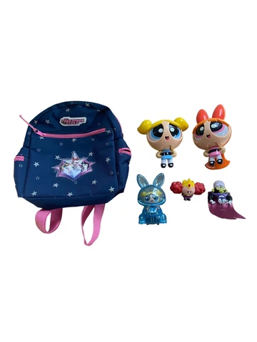 Lot Of Vintage And New Power Puff Girls Lot Backpack Figures Toys Cover