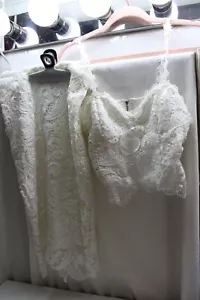 Misha collection rose lace set white cropped bustier pencil skirt Wedding/Prom S - Picture 1 of 3
