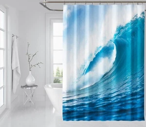 3D Meer Wellen 8 Duschvorhang Wasserdicht Faser Bad Daheim Windows Toilette DE - Picture 1 of 3
