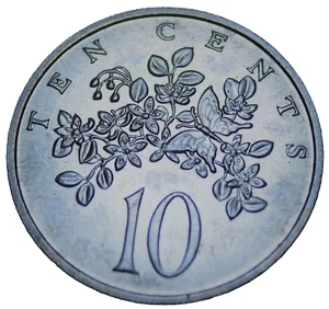 Jamaica 10 Cents, 1969 Gem Unc~Butterfly Within Leafy Sprigs ~1st Year Ever~Fr/S - Picture 1 of 2