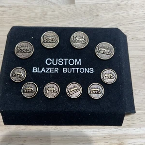 10- Train Steam Locomotive Railroad Custom Blazer Buttons RR Railway Collectible - Picture 1 of 17
