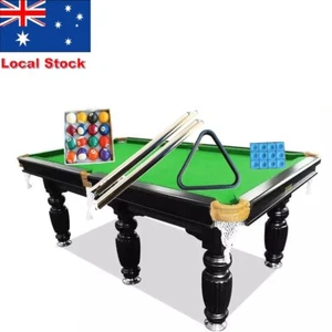 9FT Slate Pool Table Snooker Billiard Black Frame Home Entertainment AU STOCK - Picture 1 of 4