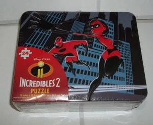 Incredibles 2 Jigsaw Puzzle Lunchbox Tin 24 Pieces Disney Pixar Cardinal - Picture 1 of 3
