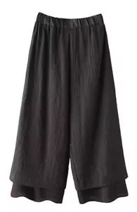 Women's Wide Leg Capri Pants Cotton Cropped Palazzo Trousers Culottes Medium ... - Picture 1 of 5