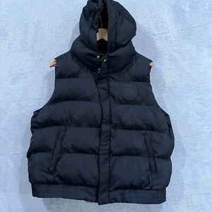 Fabletics Expedition Puffer Vest Women XL Black Full Zip Removable Hood Gorpcore - Picture 1 of 10