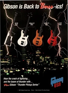 VINTAGE 1987 GIBSON BASS GUITARS PRINT AD - Picture 1 of 1