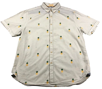 Мужская рубашка кактус размер XL ананас приталенная на пуговицах с коротким рукавом с воротником - Изображение 1 из 4