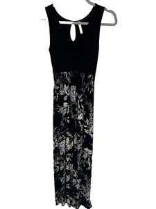 Gilli Damen Gr. Small Marineblau/Blumenmuster Fließendes MAXIKLEID. Neu ohne Etikett - Bild 1 von 9