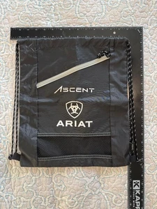 Ariat Ascent Black Cinch Drawsting Zipper Sack Bag 13" x 15" - Picture 1 of 6