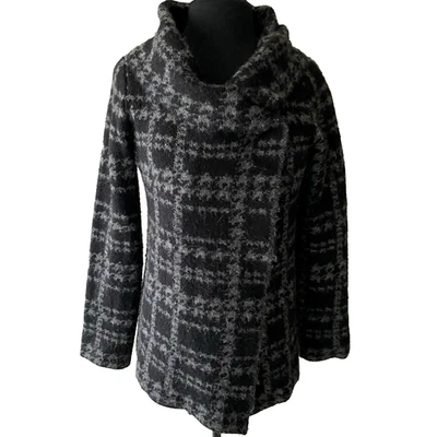 Chaqueta Cynthia Rowley para mujer grande mezcla de lana a cuadros suéter abrigo hipster Foto 1 de 4