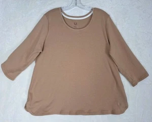 Top donna Isaac Mizrahi Essentials XL cotone girocollo maglia a384444 orlo tulipano - Foto 1 di 10