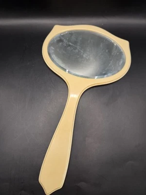 Vintage Art Deco Celluloid Tuskeloid Hand Mirror Beveled Glass Vanity Accessory - Image 1 of 3