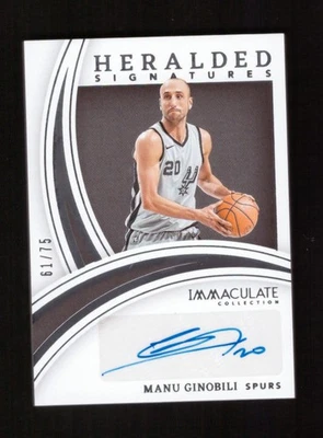 2021-22 Panini Immaculate Manu Ginobili Heralded Signatures Auto 61/75 - Image 1 of 2