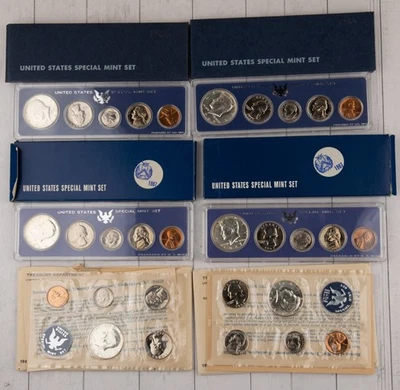 US Mint SMS Special Set 2x 1965 2x 1966 2x 1967 Kennedy 40% Silver OGP - 186B - Image 1 of 2