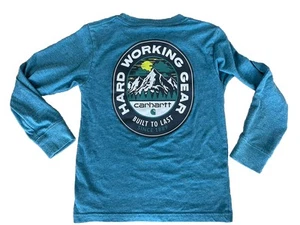 Carhartt Youth Size 6 Hard Working Gear Teal Blue Long Sleeve T-Shirt Boy's - Picture 1 of 14
